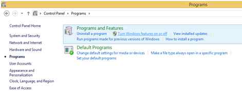 Click Turn windows features